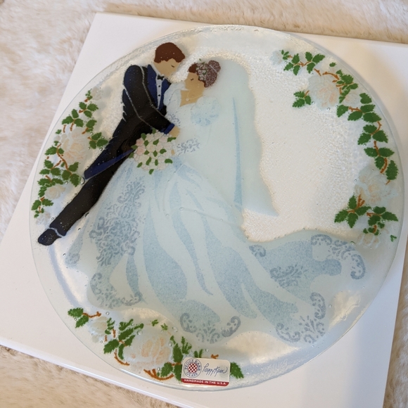 PEGGY KARR GLASS Bride & Groom Plate